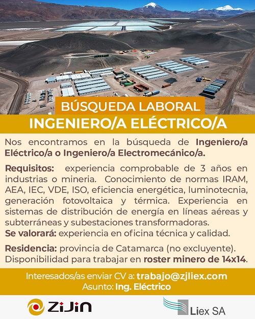BÚSQUEDA LABORAL: Ingeniero/a Eléctrico/a o Ingeniero/a Electromecánico/a